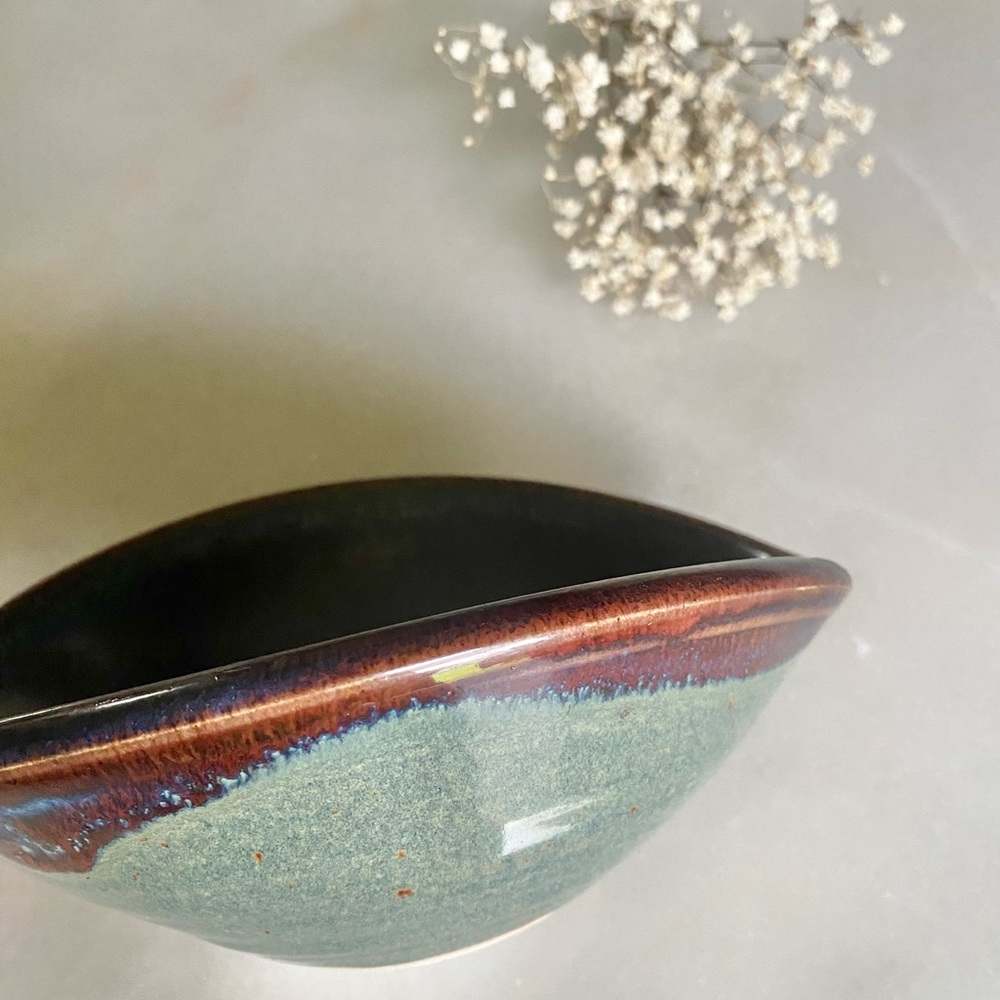 Handmade Glazed Pottery Blessings Bowl